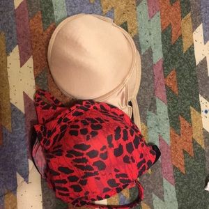 TWO bras nude and red